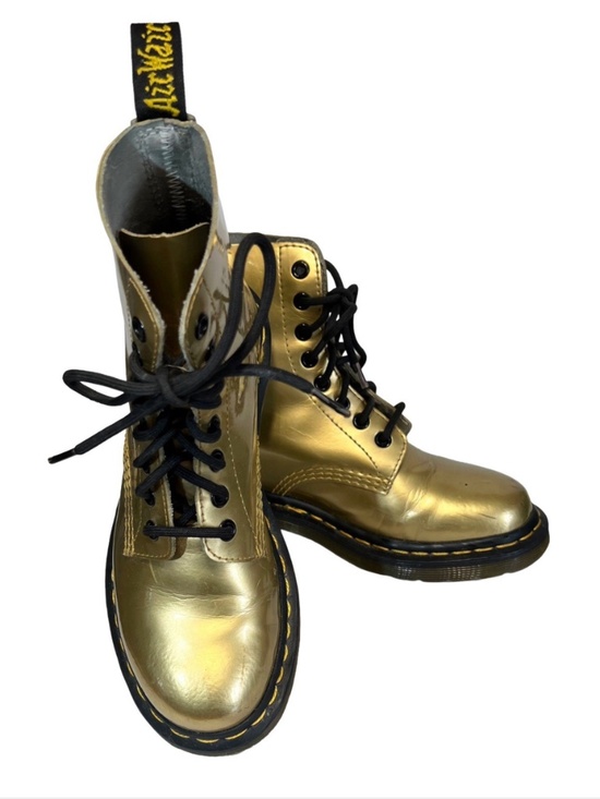 Dr. Martens Shoes - Dr. Martens 1460 Pascal Vegan Gold Metallic Chrome Combat Boots Size 5